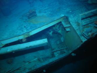 Stbd 5.9-inch gun  concealed under forecastle